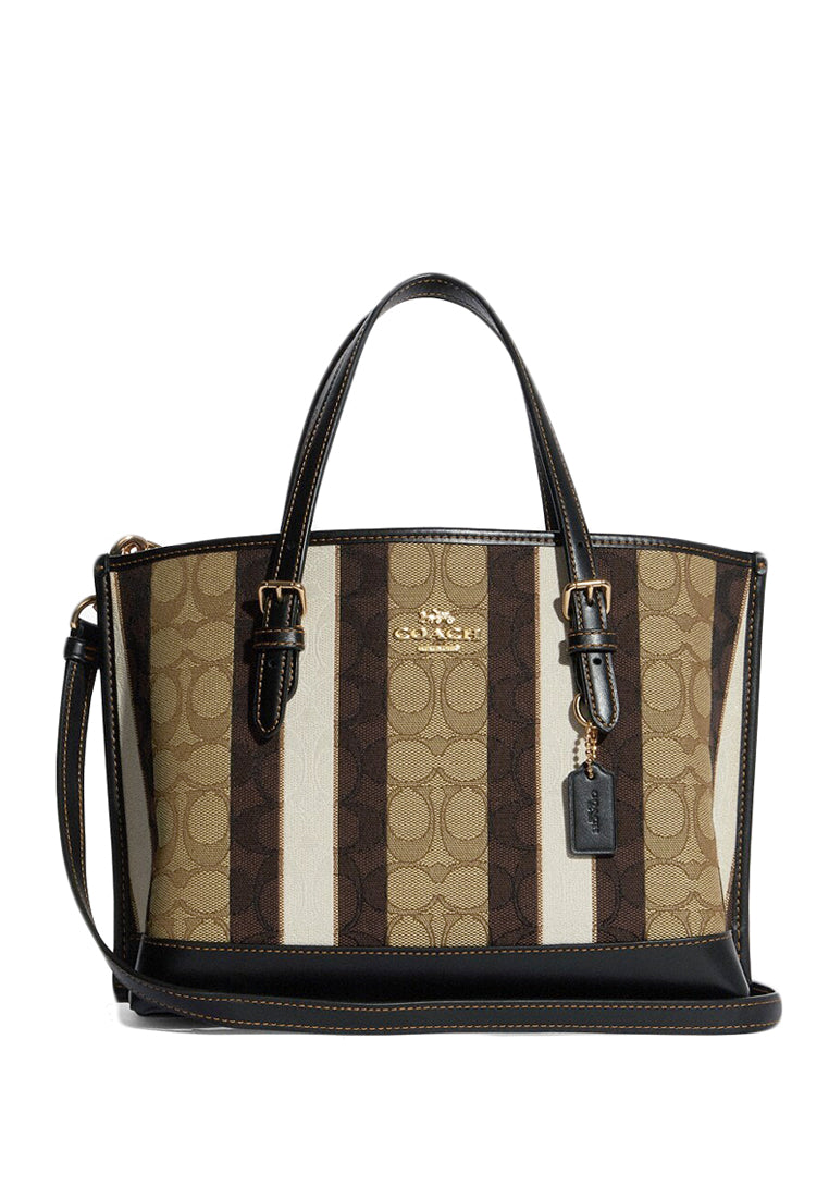 Coach Mollie Tote 25 In Signature Jacquard With Stripes - Brown/Black