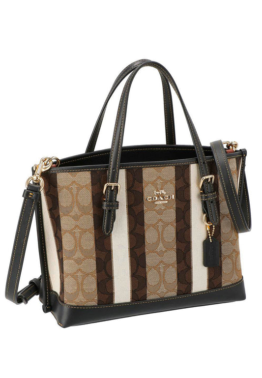 Coach Mollie Tote 25 In Signature Jacquard With Stripes - Brown/Black