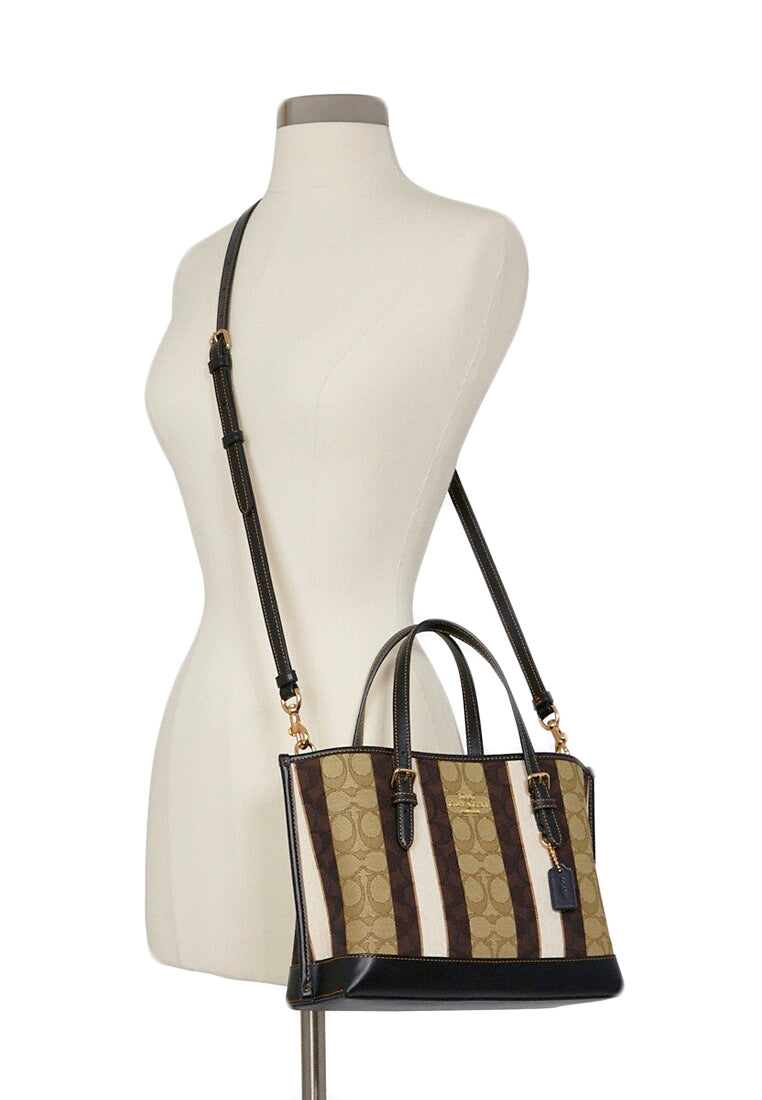 Coach Mollie Tote 25 In Signature Jacquard With Stripes - Brown/Black