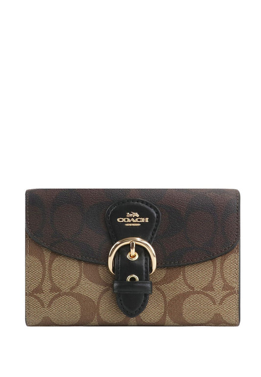 Coach Kleo Wallet In Blocked Signature Canvas - Brown