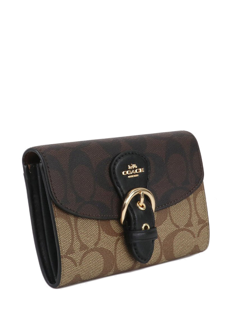 Coach Kleo Wallet In Blocked Signature Canvas - Brown