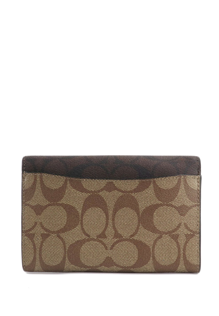 Coach Kleo Wallet In Blocked Signature Canvas - Brown