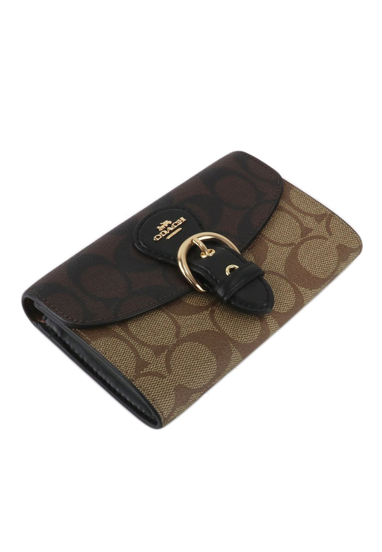 Coach Kleo Wallet In Blocked Signature Canvas - Brown