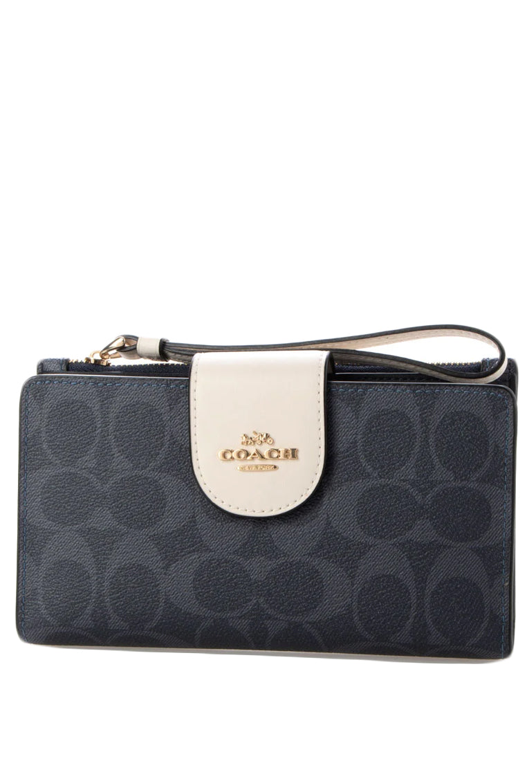 Coach Tech Wallet In Colorblock Signature Canvas - Denim/White
