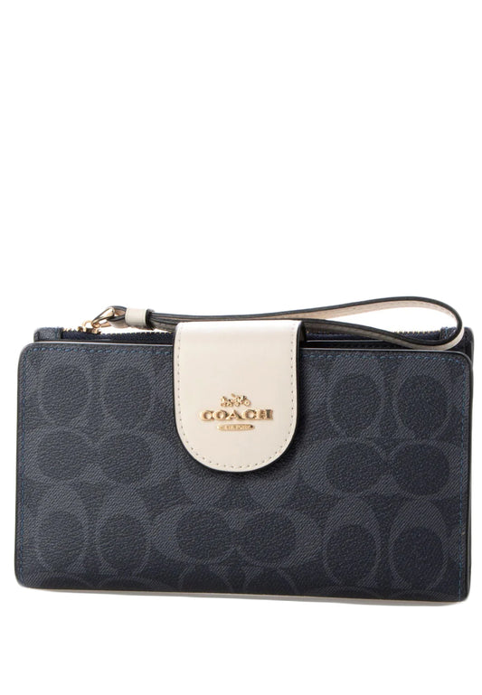 Coach Tech Wallet In Colorblock Signature Canvas - Denim/White