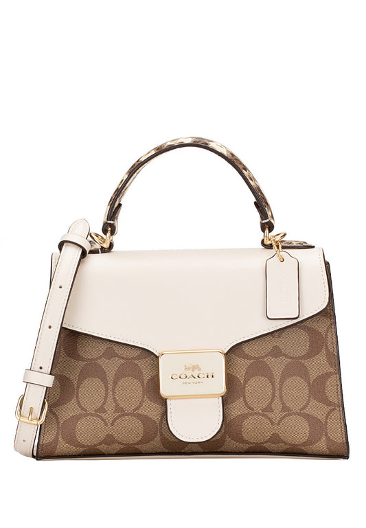Coach Pepper Satchel In Signature Canvas - Brown/White