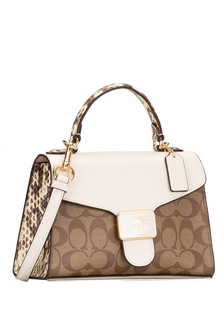 Coach Pepper Satchel In Signature Canvas - Brown/White