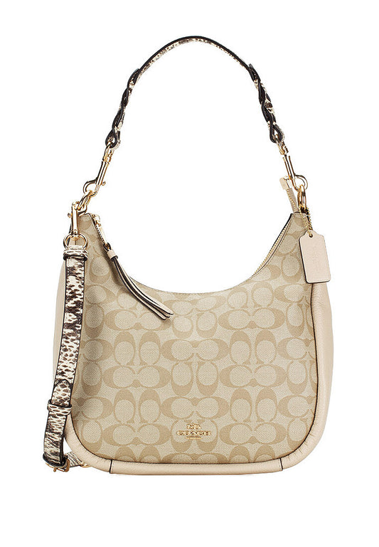 Coach Jules Hobo In Signature Canvas - Light Brown