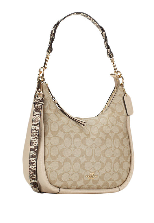 Coach Jules Hobo In Signature Canvas - Light Brown