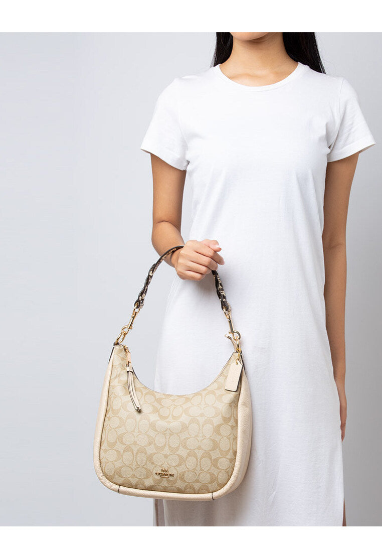 Coach Jules Hobo In Signature Canvas - Light Brown