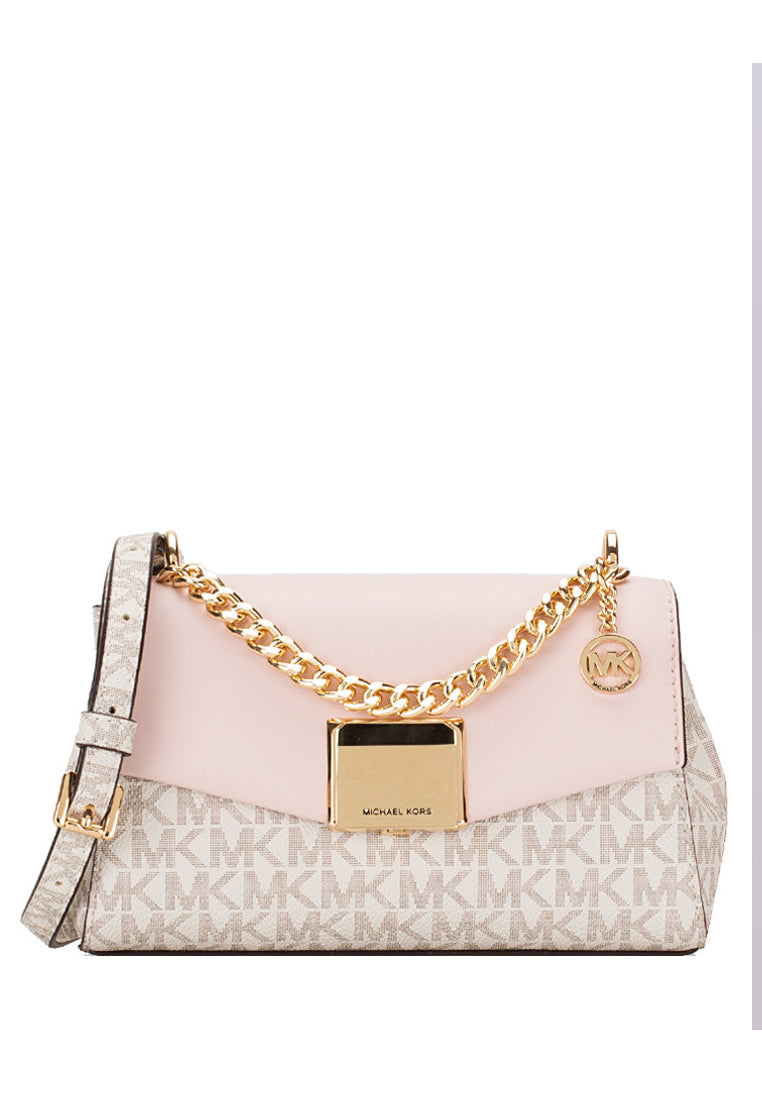 Michael Kors Lita Small Leather Crossbody Bag - Vanilla/Powder Blush