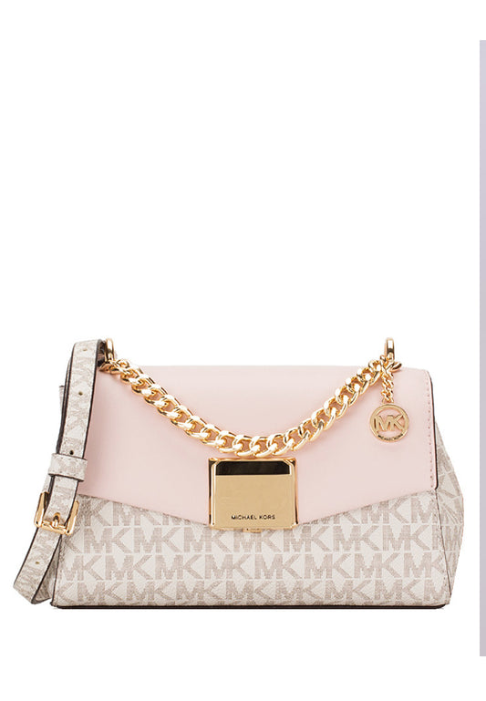 Michael Kors Lita Small Leather Crossbody Bag - Vanilla/Powder Blush