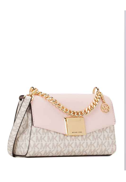 Michael Kors Lita Small Leather Crossbody Bag - Vanilla/Powder Blush