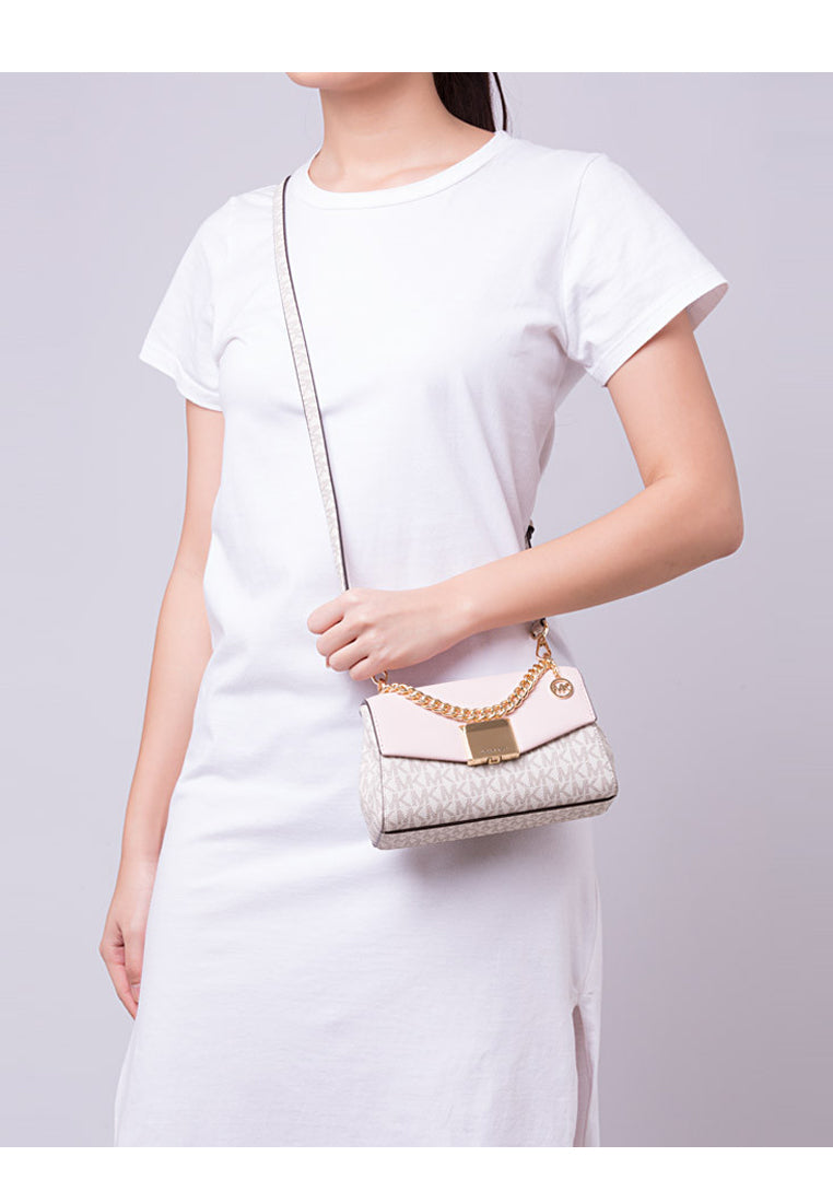 Michael Kors Lita Small Leather Crossbody Bag - Vanilla/Powder Blush