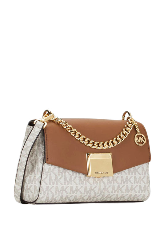 Michael Kors Lita Small Leather Crossbody Bag - Vanilla/Brown