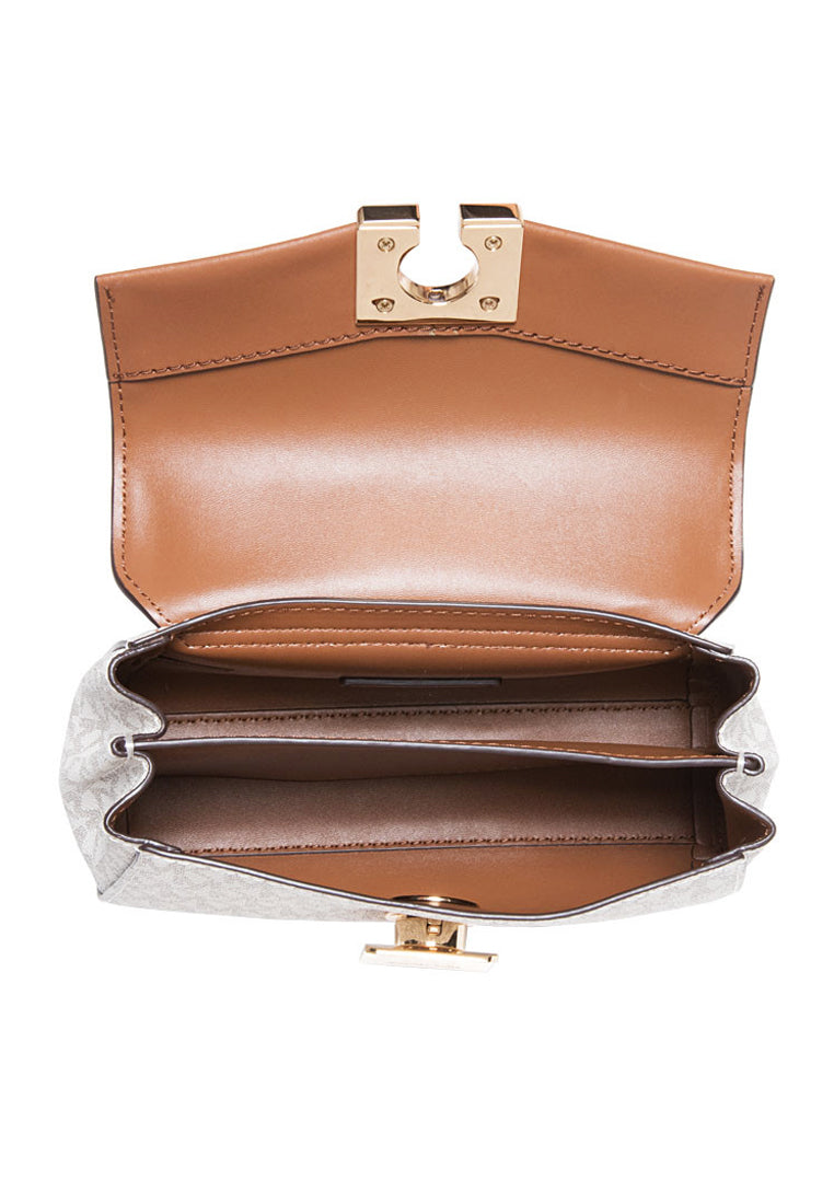 Michael Kors Lita Small Leather Crossbody Bag - Vanilla/Brown
