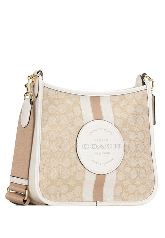 Coach Dempsey File Bag In Signature Canvas - Light Brown/White