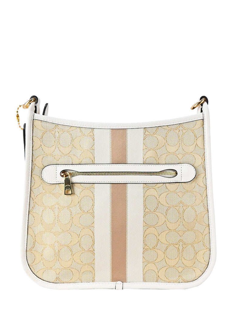 Coach Dempsey File Bag In Signature Canvas - Light Brown/White
