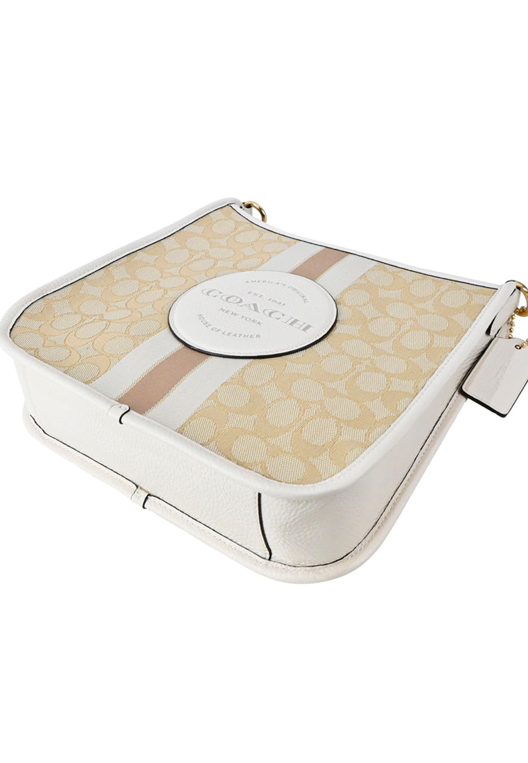 Coach Dempsey File Bag In Signature Canvas - Light Brown/White