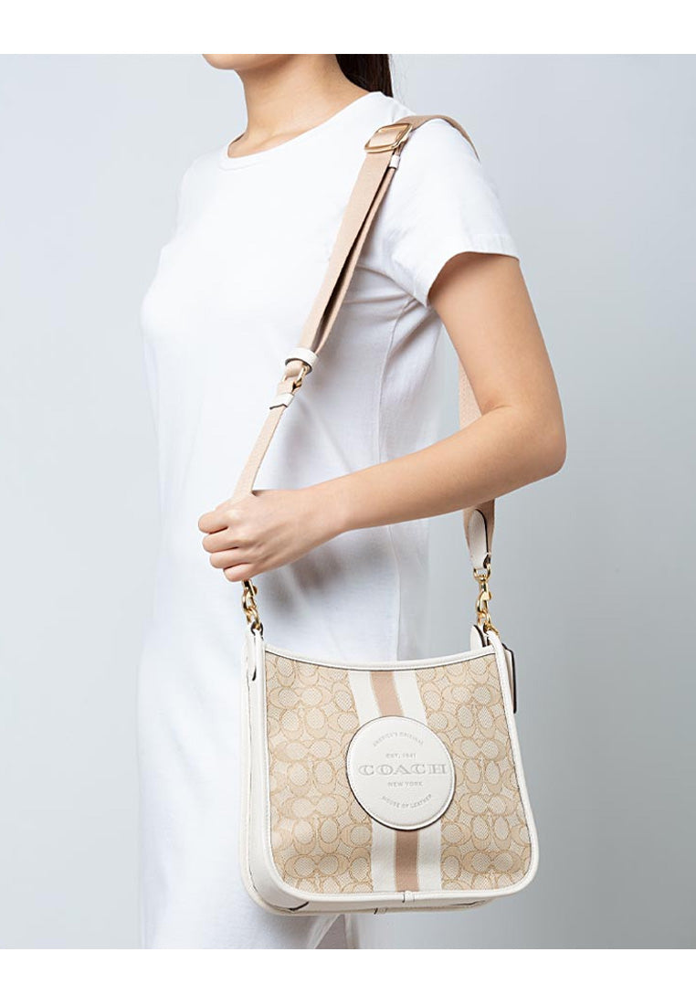 Coach Dempsey File Bag In Signature Canvas - Light Brown/White