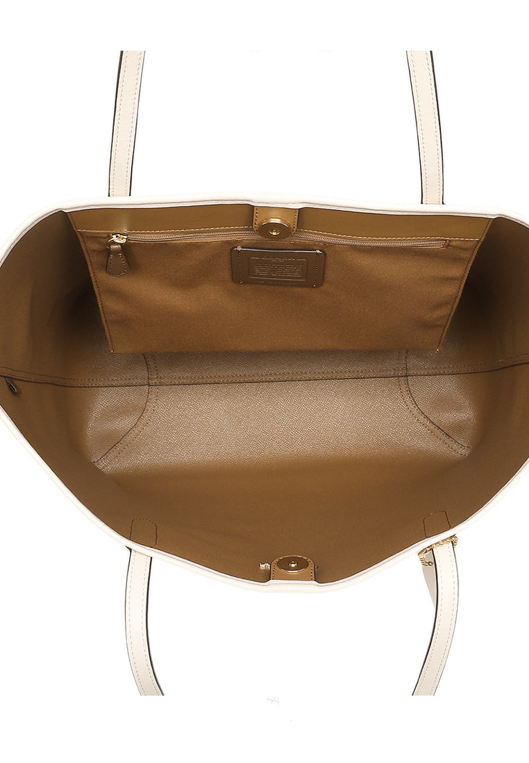 Coach City Tote In Signature Canvas - Light Brown/White