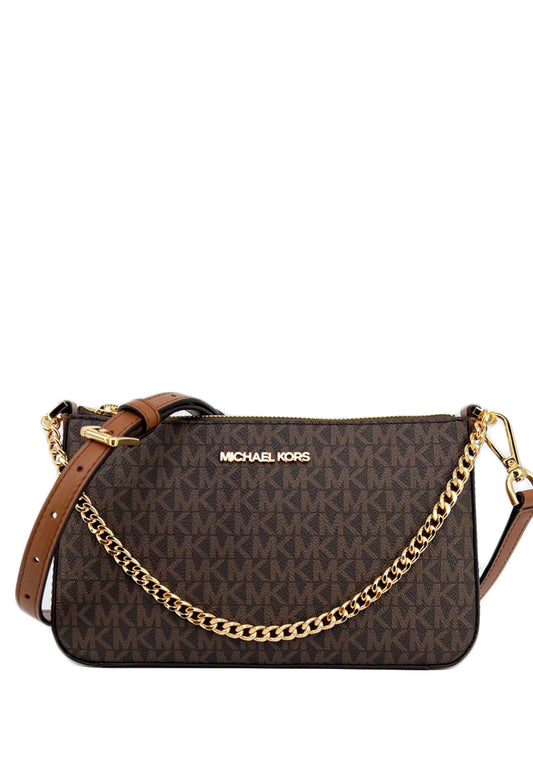 Michael Kors Jet Set Travel Signature Medium Zip Pouchette - Brown