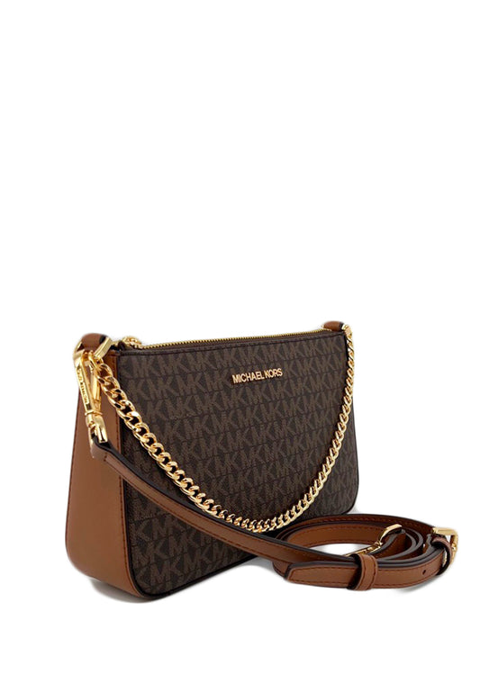 Michael Kors Jet Set Travel Signature Medium Zip Pouchette - Brown