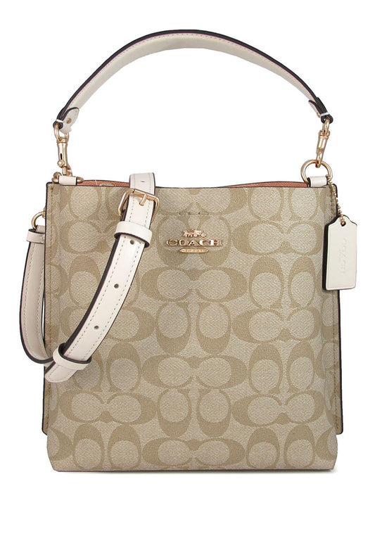 Coach Mollie Bucket Bag 22 In Signature Canvas - Light Brown/White