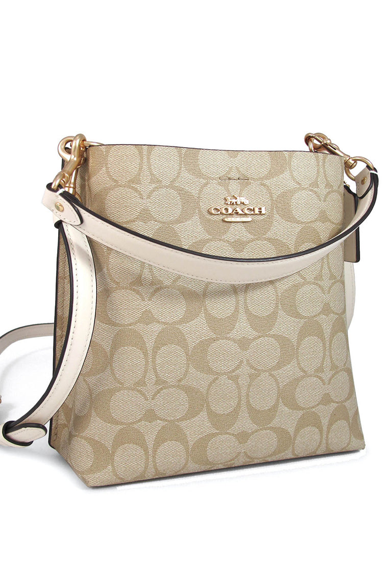 Coach Mollie Bucket Bag 22 In Signature Canvas - Light Brown/White