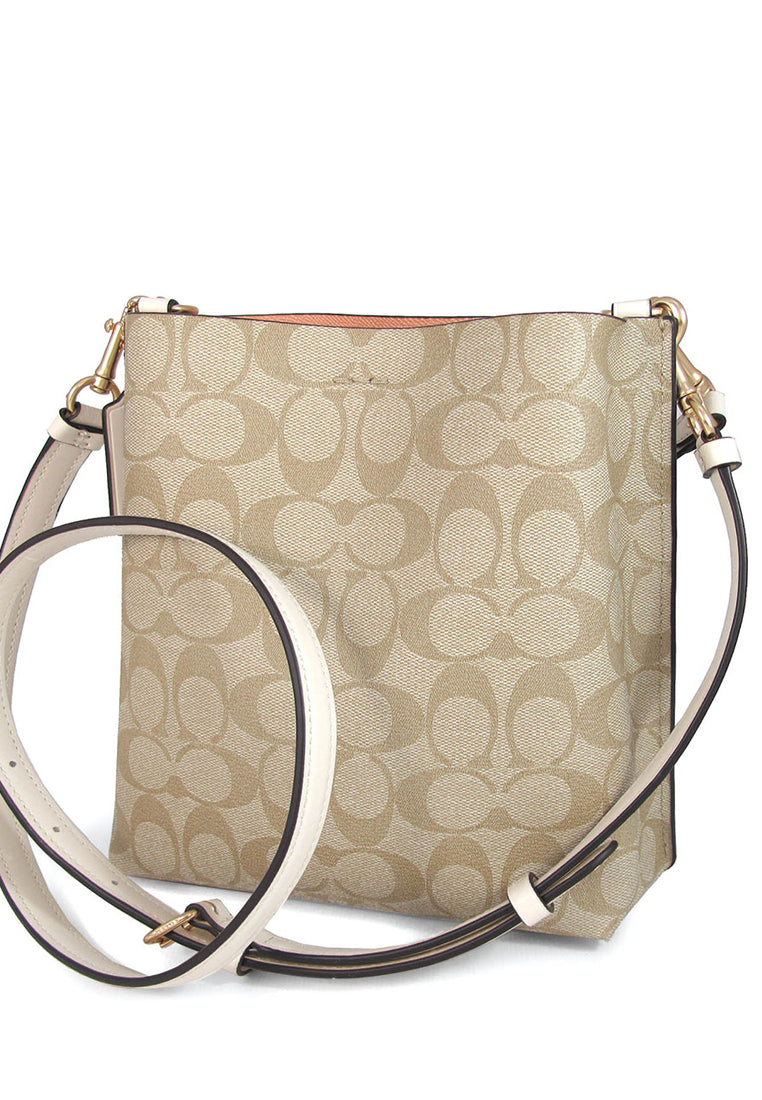 Coach Mollie Bucket Bag 22 In Signature Canvas - Light Brown/White