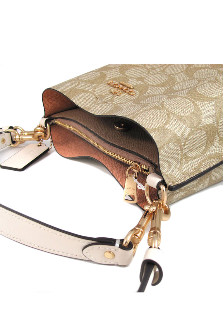 Coach Mollie Bucket Bag 22 In Signature Canvas - Light Brown/White