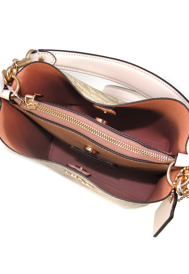 Coach Mollie Bucket Bag 22 In Signature Canvas - Light Brown/White