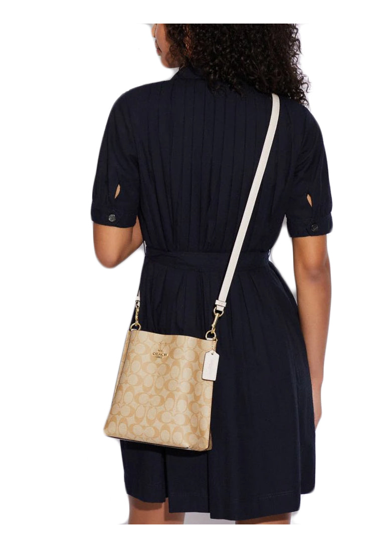 Coach Mollie Bucket Bag 22 In Signature Canvas - Light Brown/White