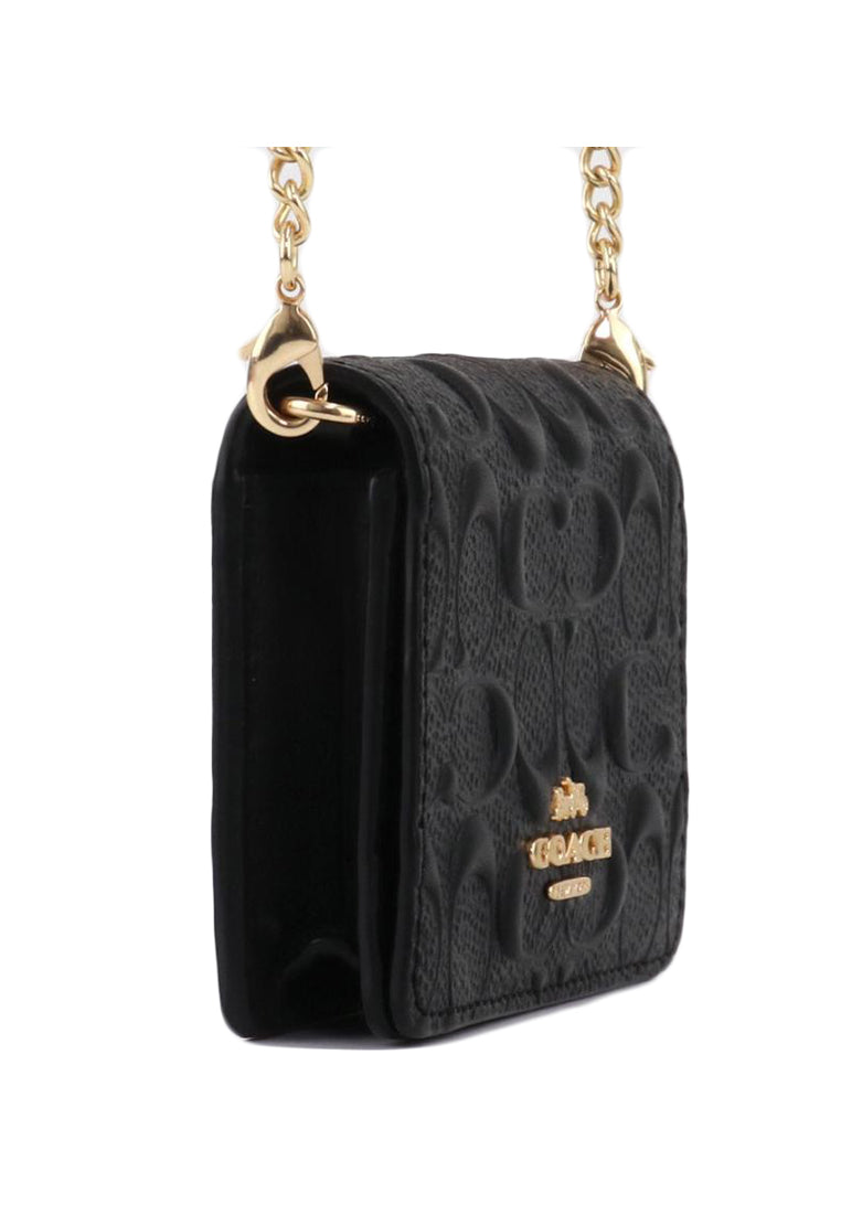 Coach Mini Wallet On A Chain In Signature Leather - Black