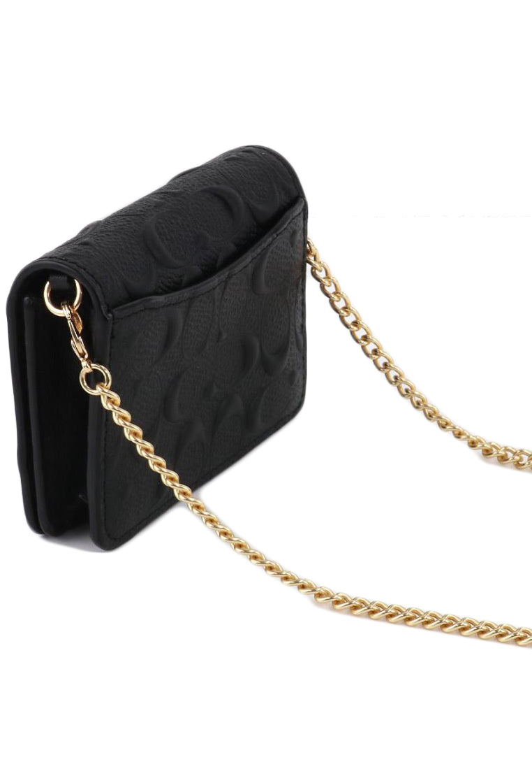 Coach Mini Wallet On A Chain In Signature Leather - Black