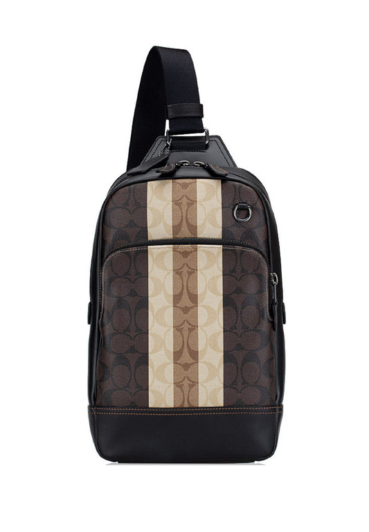 Coach Graham Pack In Signature Canvas With Varsity Stripe - Mahogany