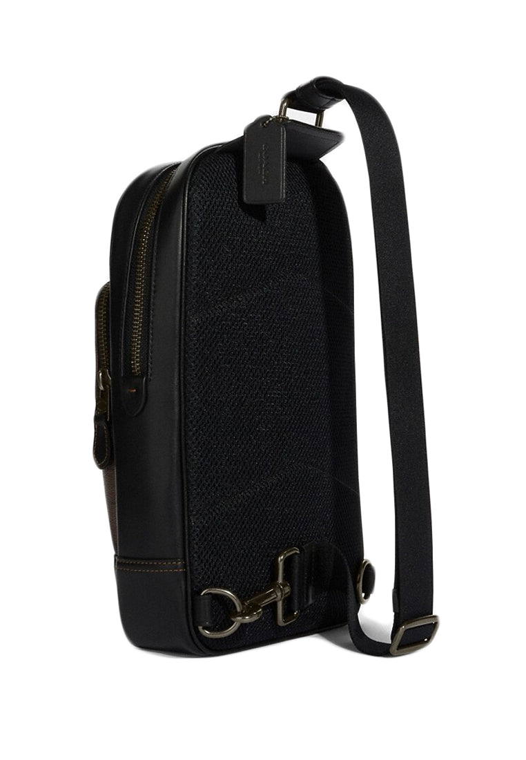 Coach Graham Pack In Signature Canvas With Varsity Stripe - Mahogany