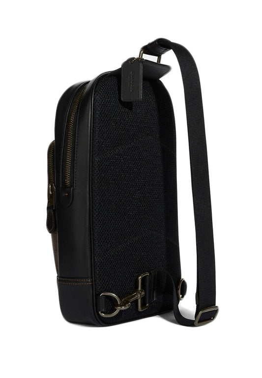 Coach Graham Pack In Signature Canvas With Varsity Stripe - Mahogany