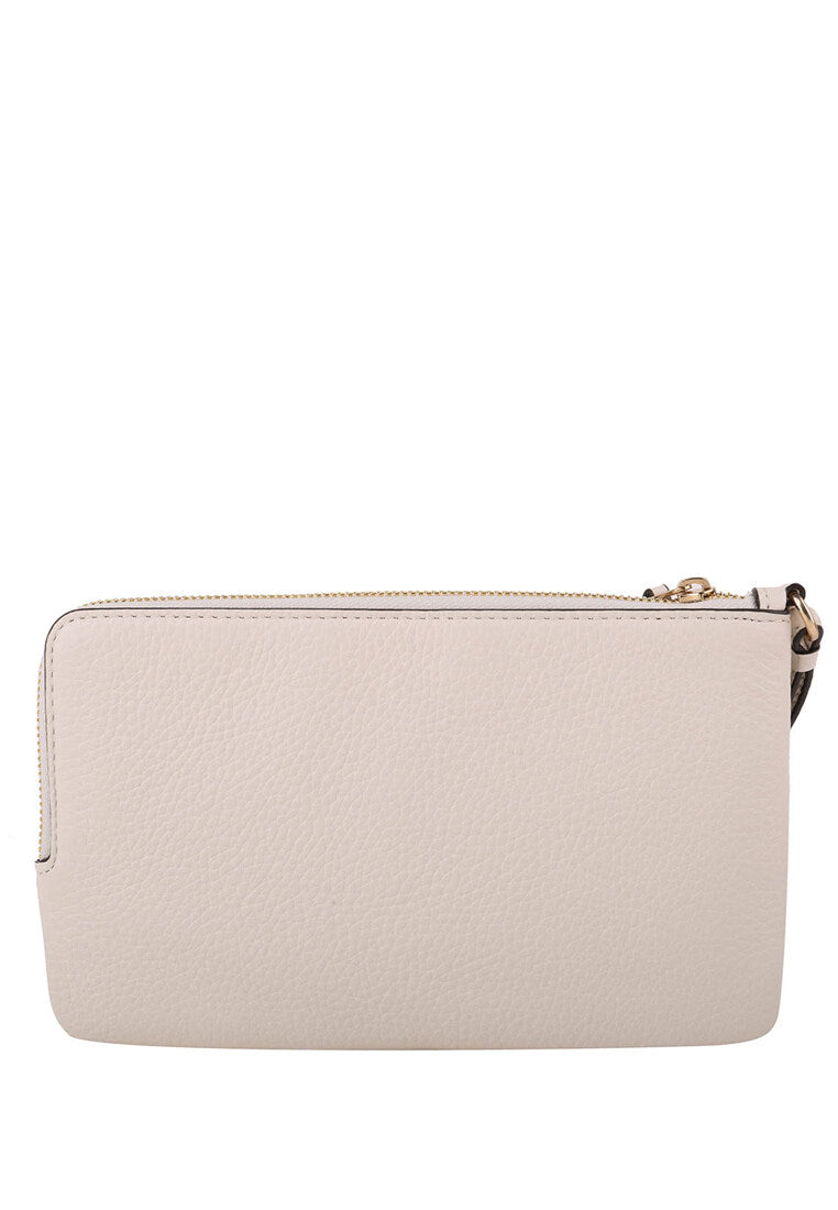 Coach Double Zip Wallet In Signature Canvas- Light Brown/White