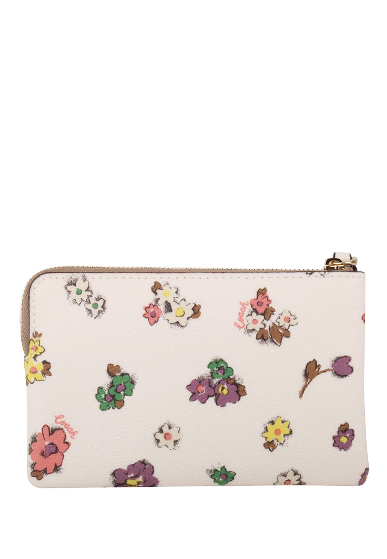 Coach Corner Zip Wristlet With Spaced Floral Field Print - White/Multi