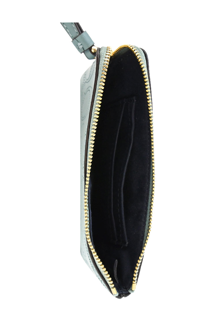 Coach Perforated Signature Leather Small Corner Zip Wristlet - Marine