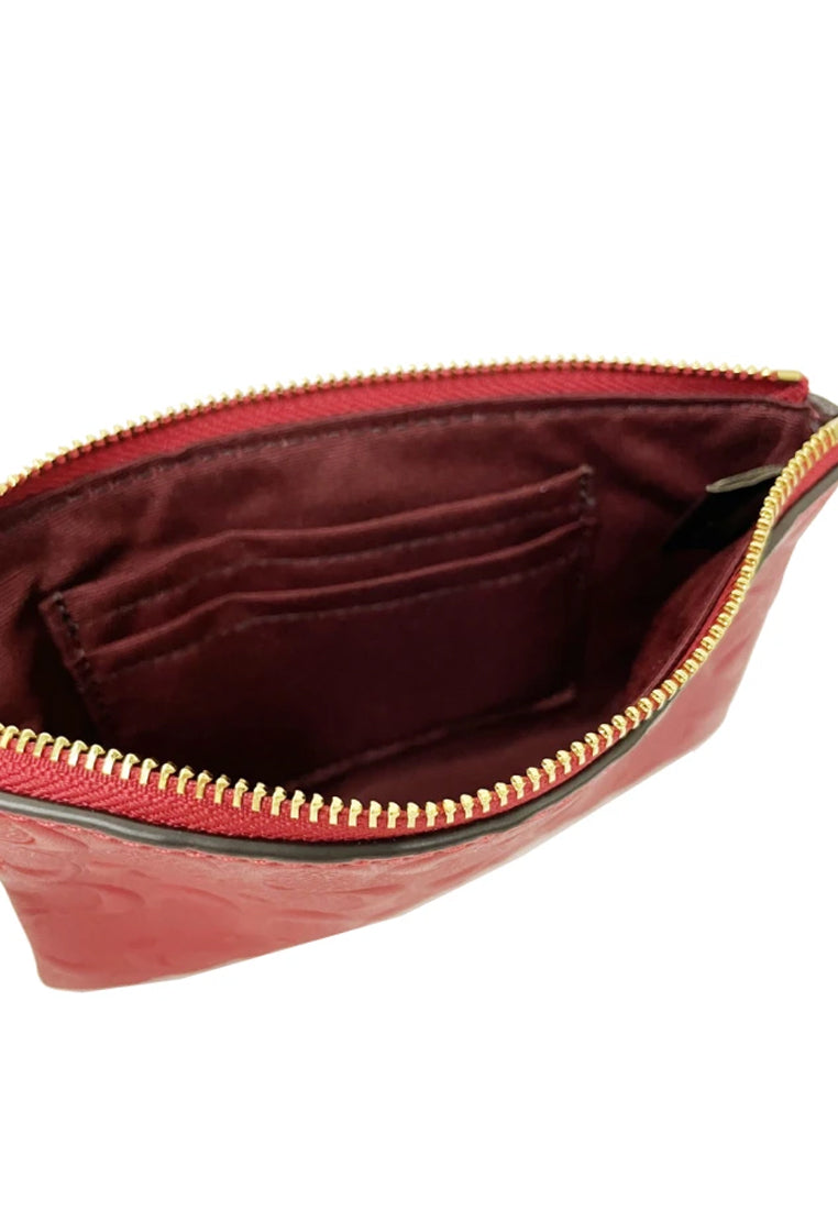 Coach Corner Zip Wristlet In Signature Leather - Red