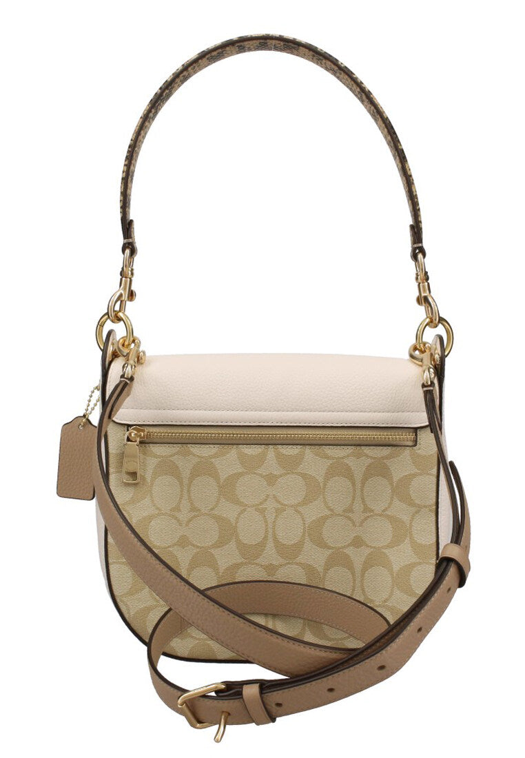 Coach Kleo Shoulder Bag 23 In Blocked Signature Canvas - Light Brown/White
