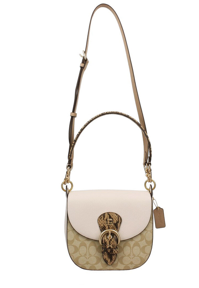Coach Kleo Shoulder Bag 23 In Blocked Signature Canvas - Light Brown/White