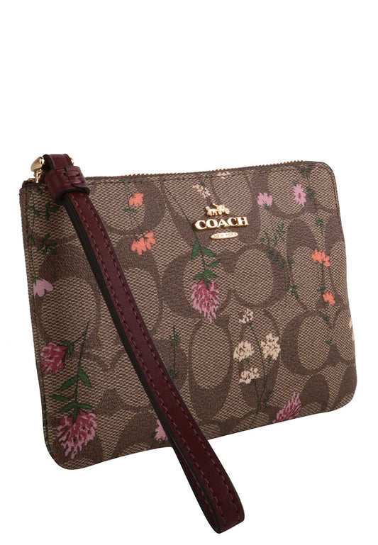Coach Corner Zip Wristlet With Wildflower Print - White/Multi