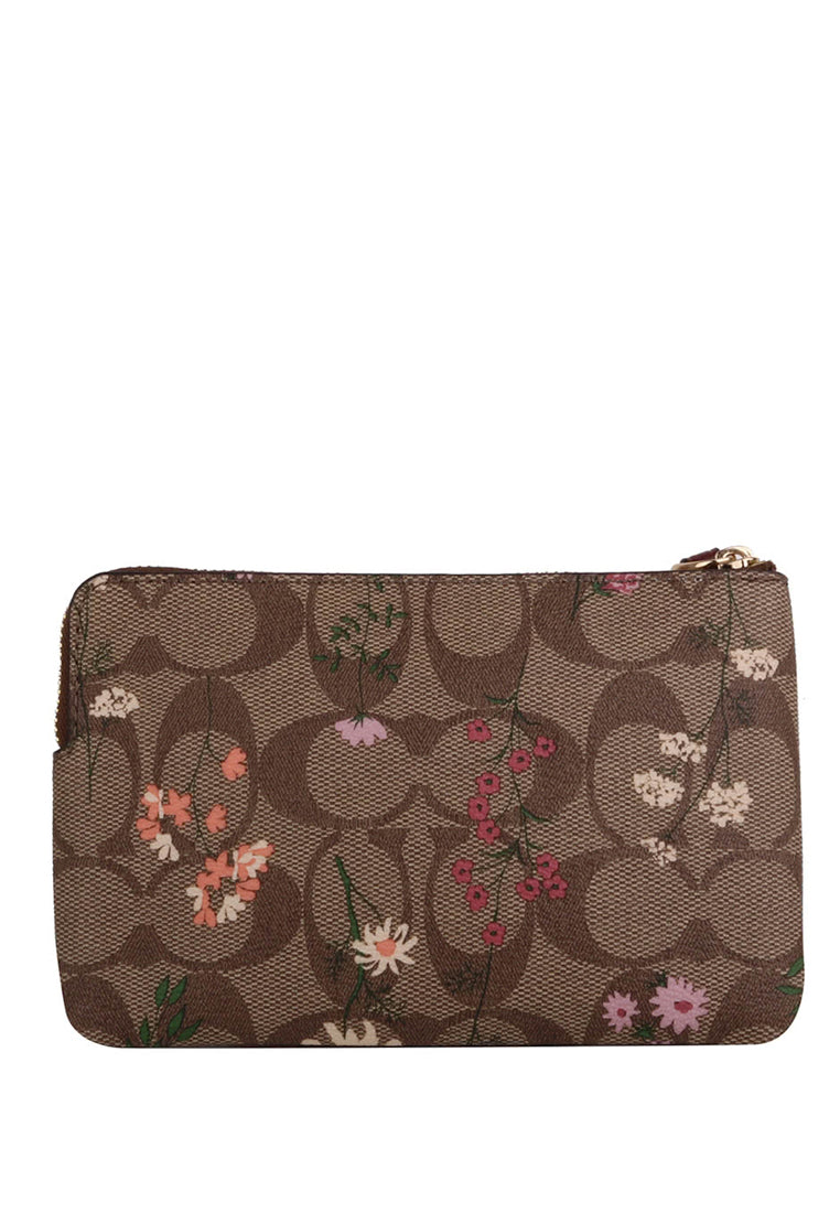 Coach Corner Zip Wristlet With Wildflower Print - White/Multi