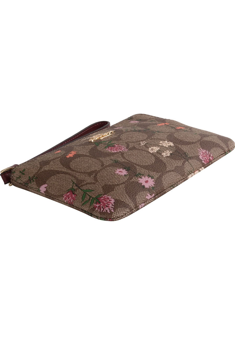 Coach Corner Zip Wristlet With Wildflower Print - White/Multi