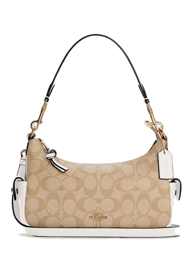 Coach Pennie Shoulder Bag 25 In Signature Canvas - Light Brown/White
