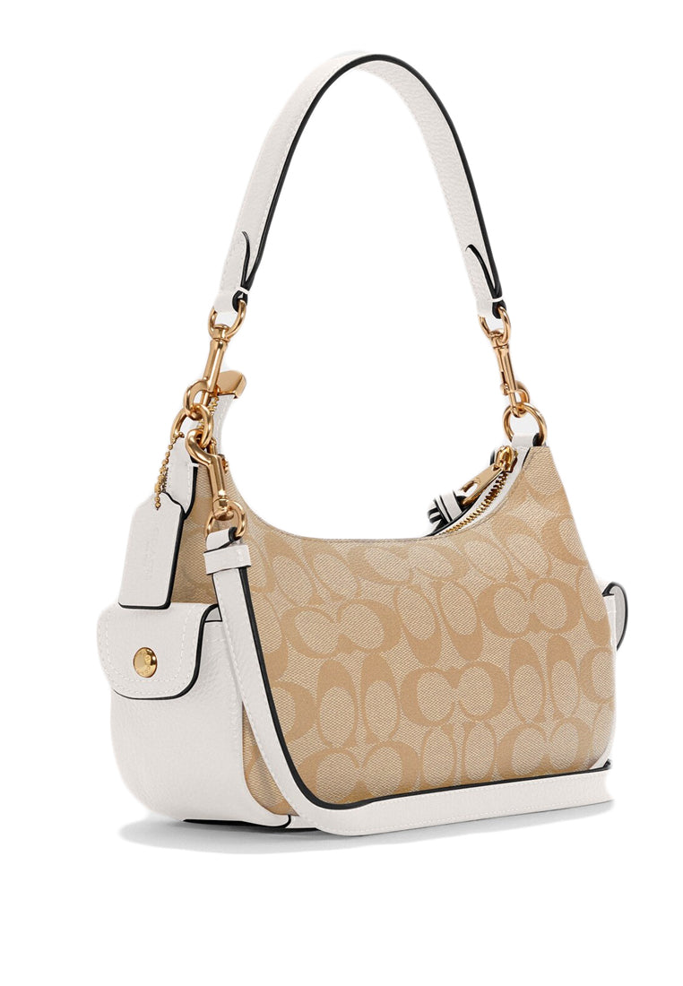 Coach Pennie Shoulder Bag 25 In Signature Canvas - Light Brown/White