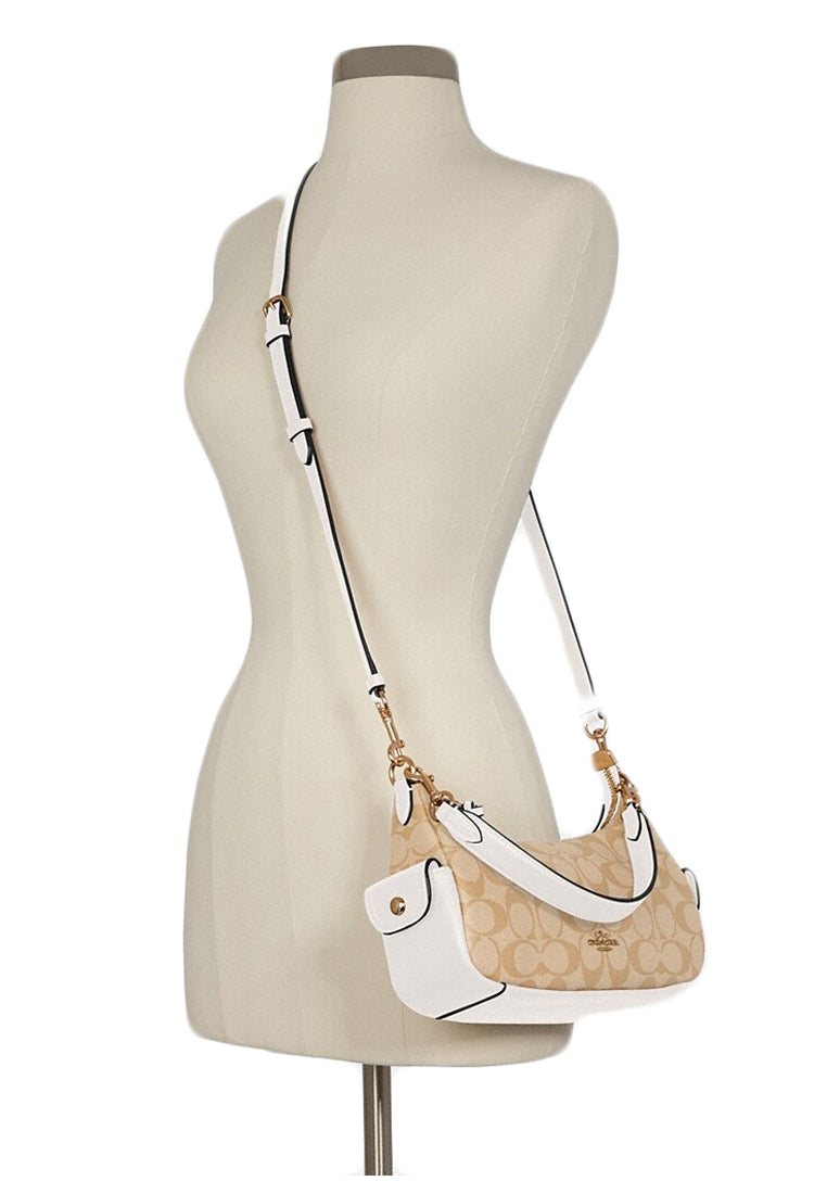 Coach Pennie Shoulder Bag 25 In Signature Canvas - Light Brown/White
